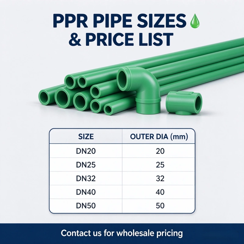 PPR Pipe Sizes and Price List